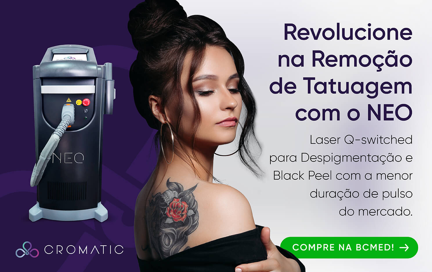 Neo Remoção de Tatuagem Laser Q SWITCHED e Black Peel Cromatic